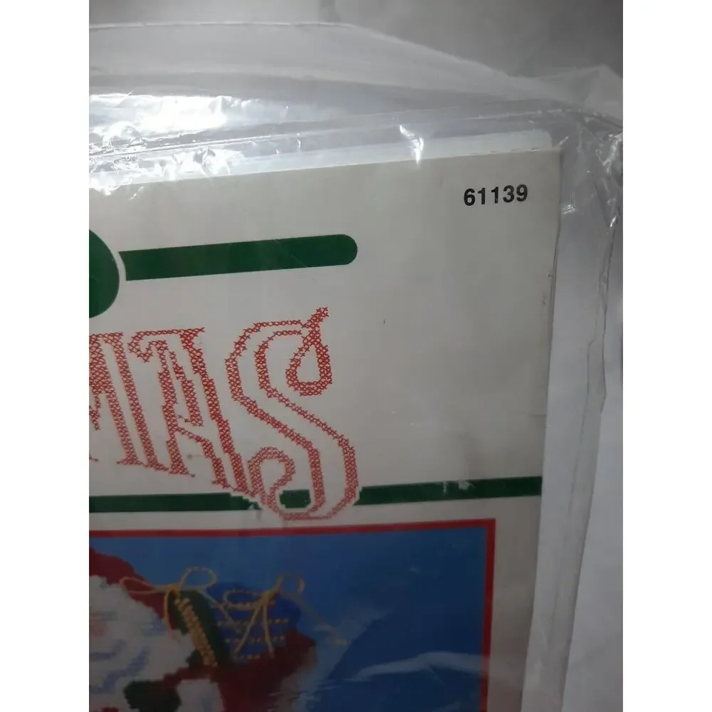 Vintage 1990 Bucilla Christmas Santa & Elves 61139 Plastic Canvas Candy Dish